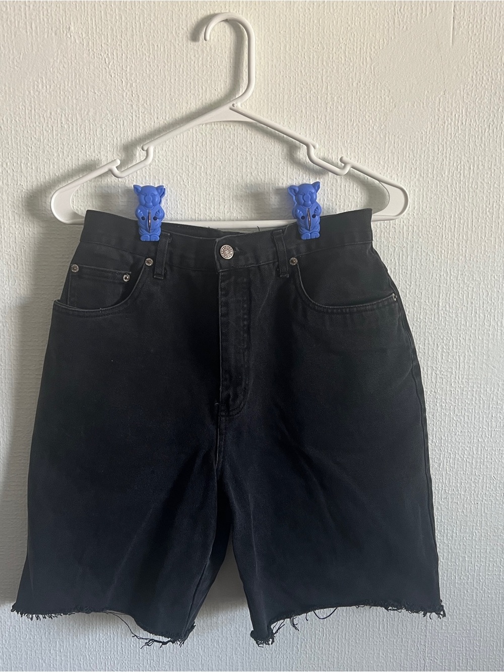 vintage bill blass black high-waist denim cutoff shorts